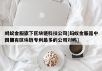 蚂蚁金服旗下区块链科技公司[蚂蚁金服是中国拥有区块链专利最多的公司对吗]